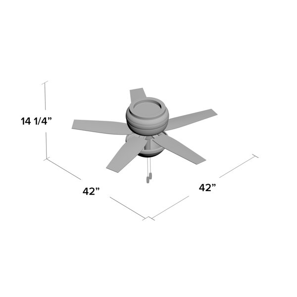 Hunter Fan 42" Newsome 5 Blade Flush Mount Ceiling Fan with Pull
